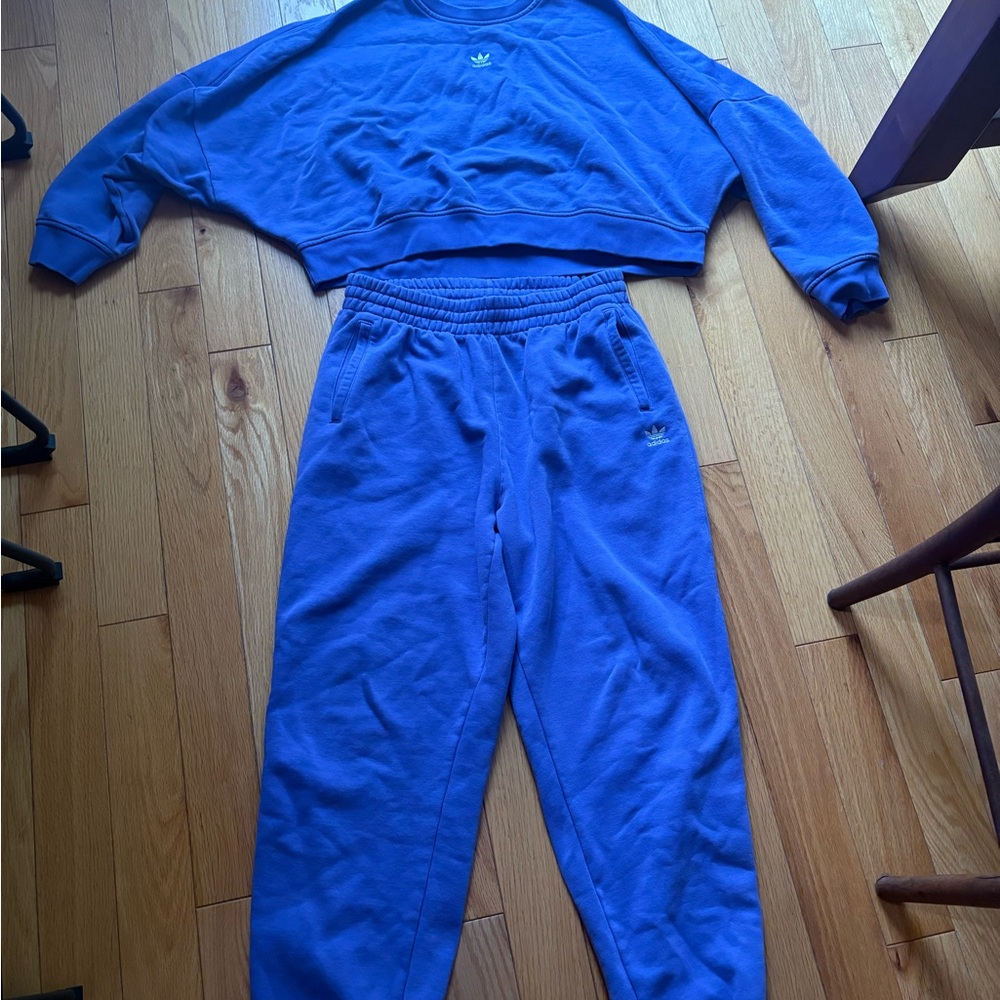 Adidas Essentials Fleece Crew Sweatshirt and Jogger Set